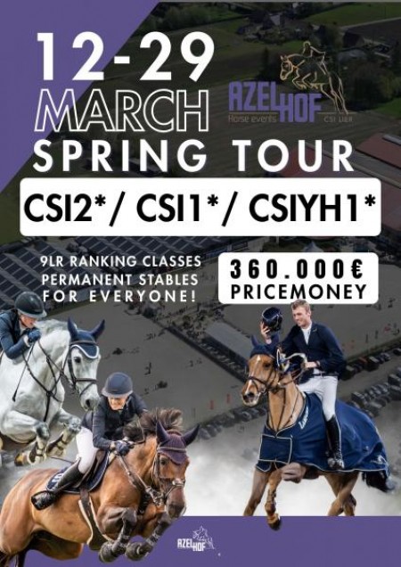 3 WEEKS OUTDOOR SPRINGTOUR CSI2*1*YH WITH 9 RANKINGCLASSES